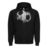 Black cowhide soccer patch Zipper Hoodie - Jasminsmagicworld