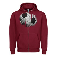 Burgundy cowhide soccer patch Zipper Hoodie - Jasminsmagicworld