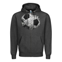 Charcoal Heather cowhide soccer patch Zipper Hoodie - Jasminsmagicworld