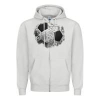 Dove Grey cowhide soccer patch Zipper Hoodie - Jasminsmagicworld