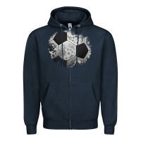 Navy cowhide soccer patch Zipper Hoodie - Jasminsmagicworld