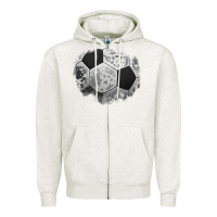 Oatmeal Heather cowhide soccer patch Zipper Hoodie - Jasminsmagicworld