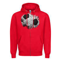 Red cowhide soccer patch Zipper Hoodie - Jasminsmagicworld