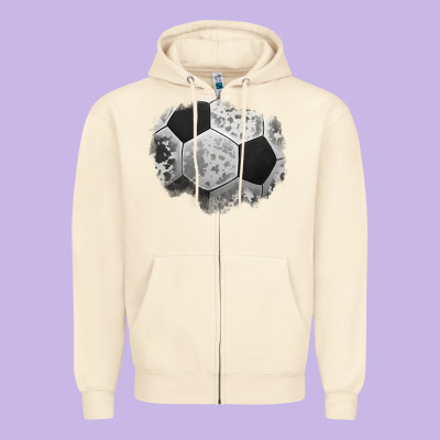 Cowhide Soccer Patch Zipper Hoodie Designed By Jasminsmagicworld