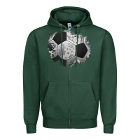Sports Green cowhide soccer patch Zipper Hoodie - Jasminsmagicworld
