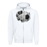White cowhide soccer patch Zipper Hoodie - Jasminsmagicworld