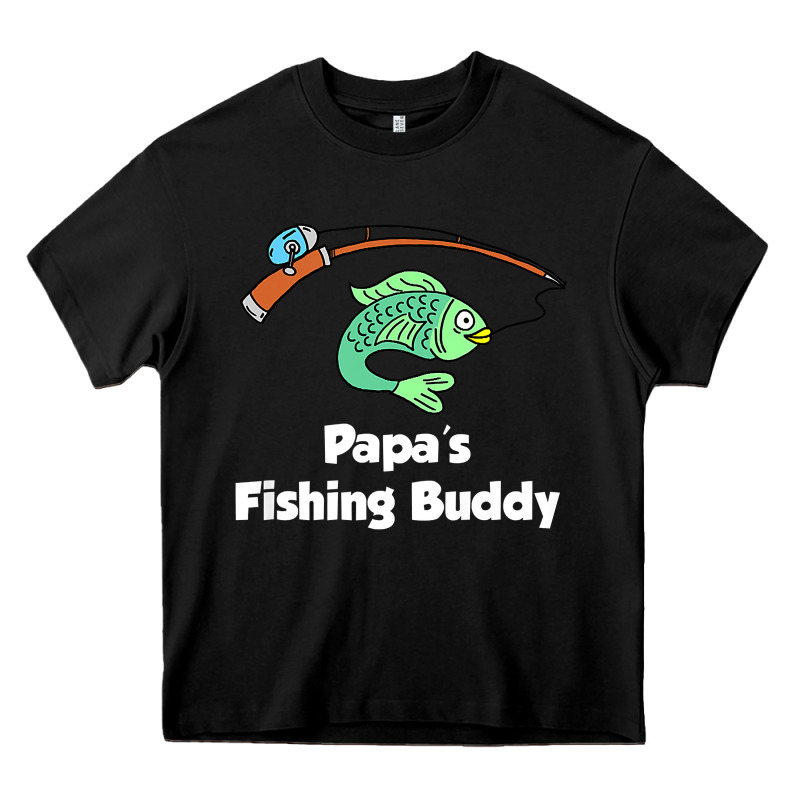 Kids Papa's Fishing Buddy Grandson Or Granddaughter Fish T Shirt Heavy Core Tee by linhVisuals | Teevron