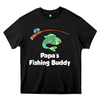 Black kids papa's fishing buddy grandson or granddaughter fish t shirt Heavy Core Tee - linhVisuals
