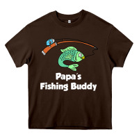 Chocolate Brown kids papa's fishing buddy grandson or granddaughter fish t shirt Heavy Core Tee - linhVisuals