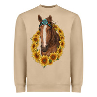 Brown Horse With Gemstone And Sunflowers Heavyweight Sweatshirt | Teevron