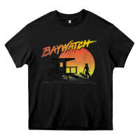 Black baywatch lifeguard sunset t shirt Heavy Core Tee - linhVisuals