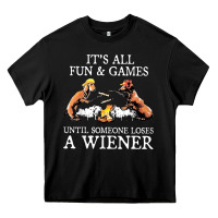 Black it's all fun and games until someone loses a wiener shirt Heavy Core Tee - linhVisuals