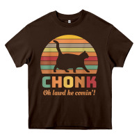 Chocolate Brown chonk cat scale meme retro oh lawd he comin' memes t shirt Heavy Core Tee - linhVisuals