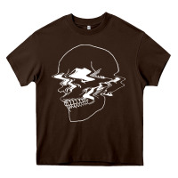 Chocolate Brown creepy cool egirl eboy pastel goth vaporwave glitch skull sweatshirt Heavy Core Tee - linhVisuals