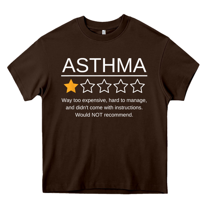Funny Asthma Awareness One Star Rating Inhaler Wheezy Breath T Shirt Heavy Core Tee by linhVisuals | Teevron