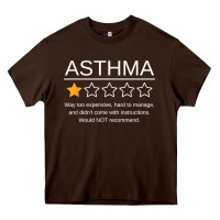 Chocolate Brown funny asthma awareness one star rating inhaler wheezy breath t shirt Heavy Core Tee - linhVisuals