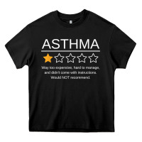 Black funny asthma awareness one star rating inhaler wheezy breath t shirt Heavy Core Tee - linhVisuals