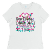 White Don't Mess With Me I Get Paid To Stab People Ladies Tee - CowhideDigitalArt