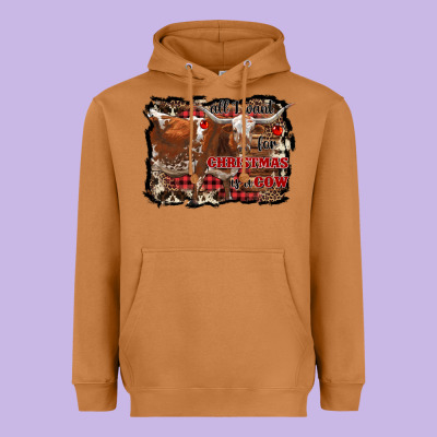 All I Want For Christmas Is A Cow Heavyweight Hoodie Designed By Ranaportraitstore