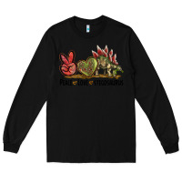 Black Peace Love Stegosaurus Long Sleeve Tee - LillyAllenDesigns