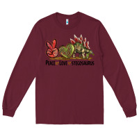 Burgundy Peace Love Stegosaurus Long Sleeve Tee - LillyAllenDesigns