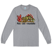 Heather Grey Peace Love Stegosaurus Long Sleeve Tee - LillyAllenDesigns