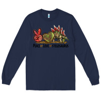 Navy Peace Love Stegosaurus Long Sleeve Tee - LillyAllenDesigns