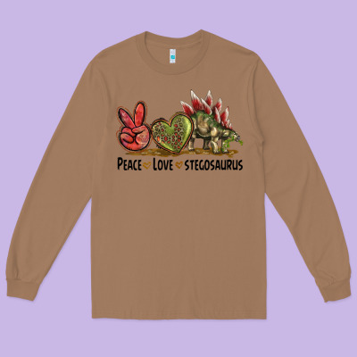 Peace Love Stegosaurus Long Sleeve Tee Designed By Lillyallendesigns
