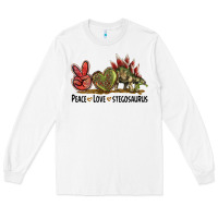 White Peace Love Stegosaurus Long Sleeve Tee - LillyAllenDesigns