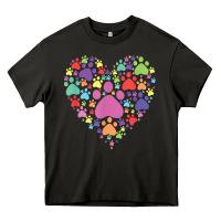 Asphalt heart paw print dog cat lover valentines day t shirt Heavy Core Tee - linhVisuals