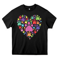 Black heart paw print dog cat lover valentines day t shirt Heavy Core Tee - linhVisuals