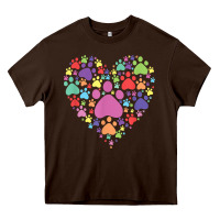 Chocolate Brown heart paw print dog cat lover valentines day t shirt Heavy Core Tee - linhVisuals