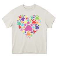 Cream heart paw print dog cat lover valentines day t shirt Heavy Core Tee - linhVisuals