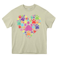 Mossy heart paw print dog cat lover valentines day t shirt Heavy Core Tee - linhVisuals
