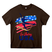 Chocolate Brown ice skating dance support the team tshirt usa flag t shirt Heavy Core Tee - linhVisuals