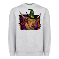 Heather Grey highland cow halloween Heavyweight Sweatshirt - RanaPortraitStore