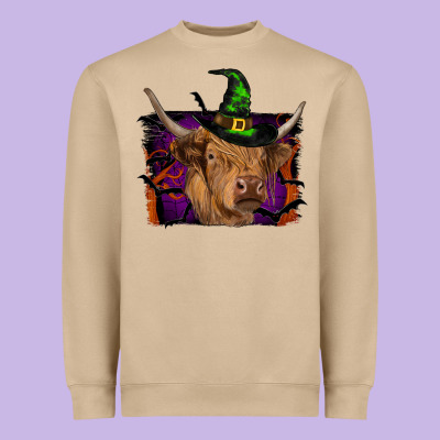 Highland Cow Halloween Heavyweight Sweatshirt Designed By Ranaportraitstore