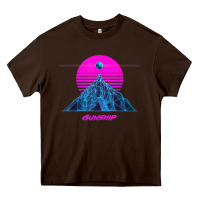 Chocolate Brown pink sun   official gunship t shirt Heavy Core Tee - linhVisuals