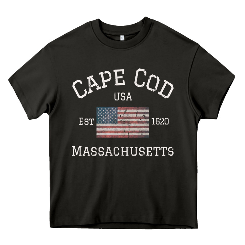 Cape Cod Massachusetts American Flag Usa Travel Vintage Pullover Hoodi Heavy Core Tee by linhVisuals | Teevron