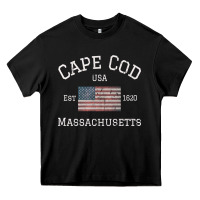 Black cape cod massachusetts american flag usa travel vintage pullover hoodi Heavy Core Tee - linhVisuals