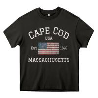 Cape Cod Massachusetts American Flag Usa Travel Vintage Pullover Hoodi Heavy Core Tee | Teevron