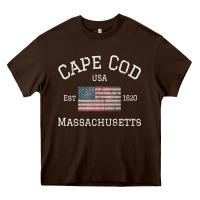 Chocolate Brown cape cod massachusetts american flag usa travel vintage pullover hoodi Heavy Core Tee - linhVisuals