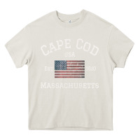 Cream cape cod massachusetts american flag usa travel vintage pullover hoodi Heavy Core Tee - linhVisuals
