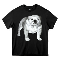 Black English Bulldog Art Heavy Core Tee - linhVisuals