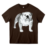 Chocolate Brown English Bulldog Art Heavy Core Tee - linhVisuals
