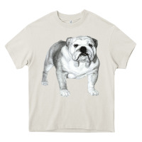 Cream English Bulldog Art Heavy Core Tee - linhVisuals