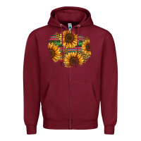 Burgundy sunflower leopard serape patch Zipper Hoodie - Jasminsmagicworld