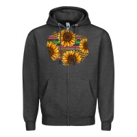 Charcoal Heather sunflower leopard serape patch Zipper Hoodie - Jasminsmagicworld
