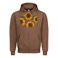 Chestnut sunflower leopard serape patch Zipper Hoodie - Jasminsmagicworld