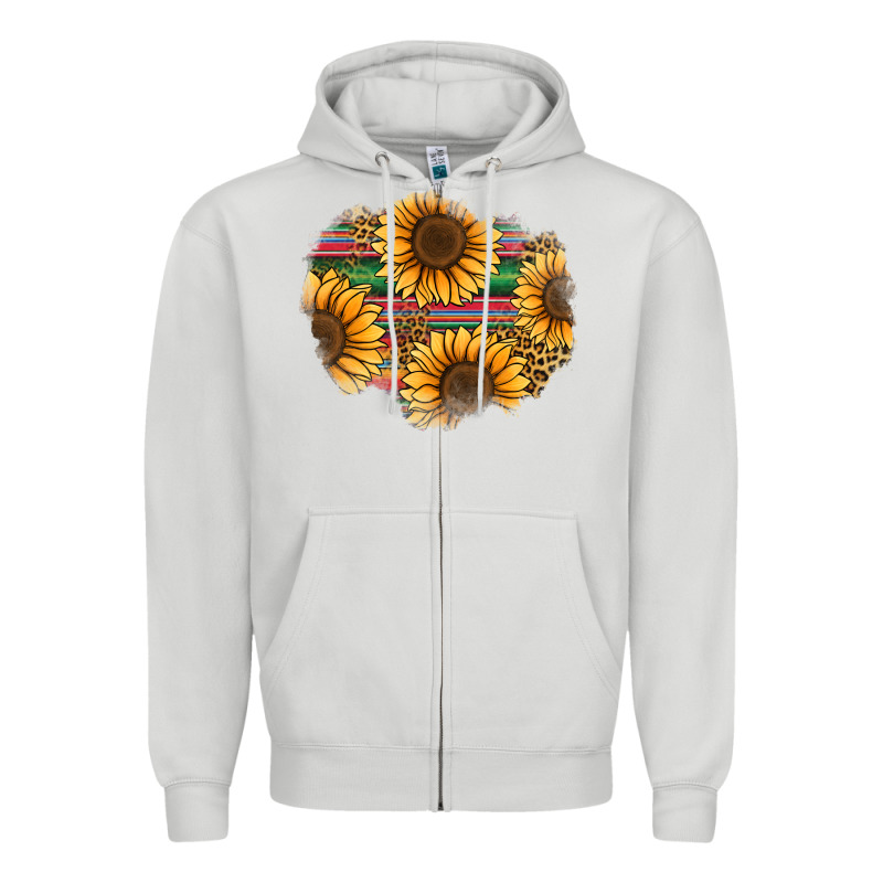 Sunflower Leopard Serape Patch Zipper Hoodie by Jasminsmagicworld | Teevron